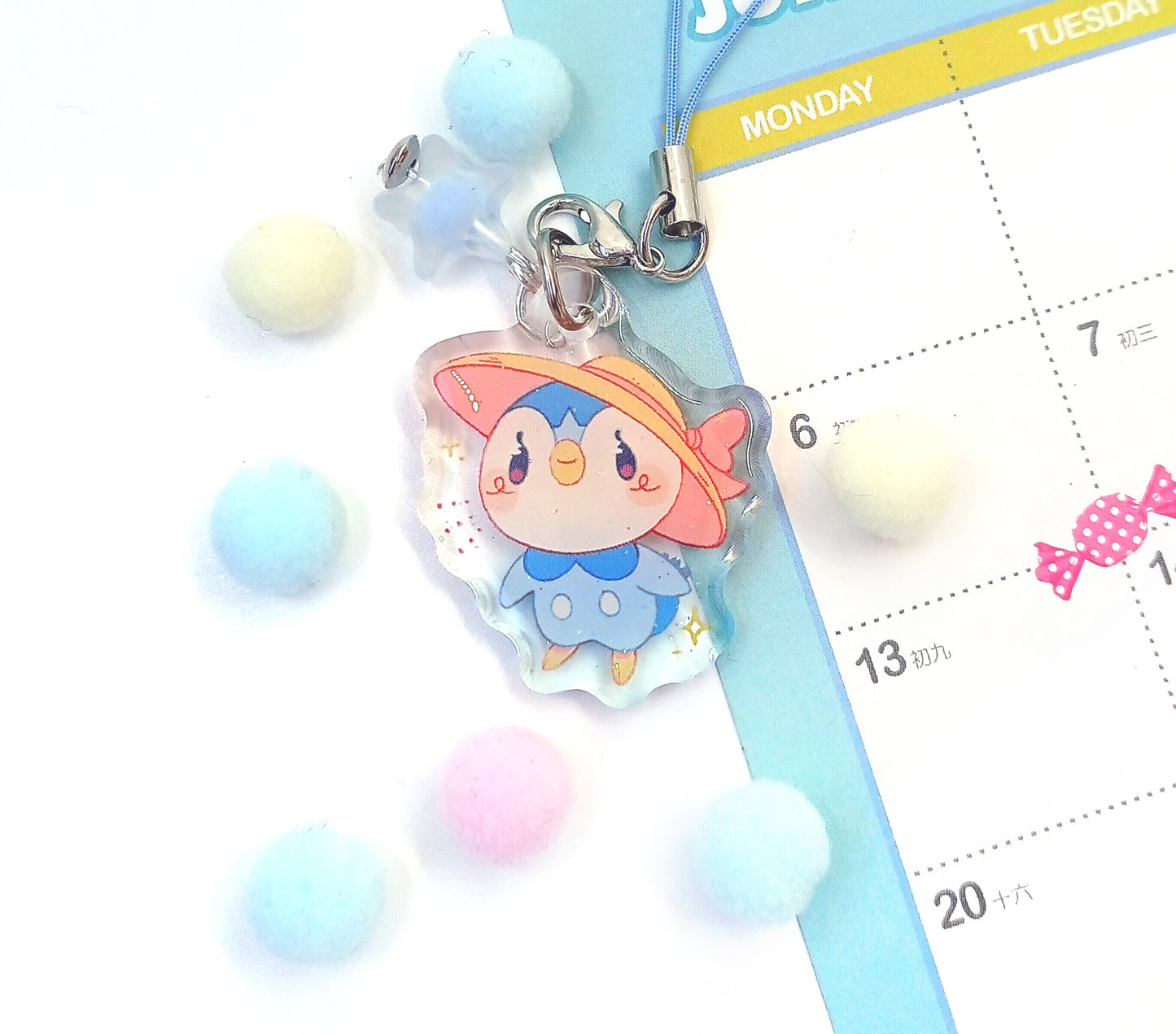 Summertime Piplup • tiny acrylic charm