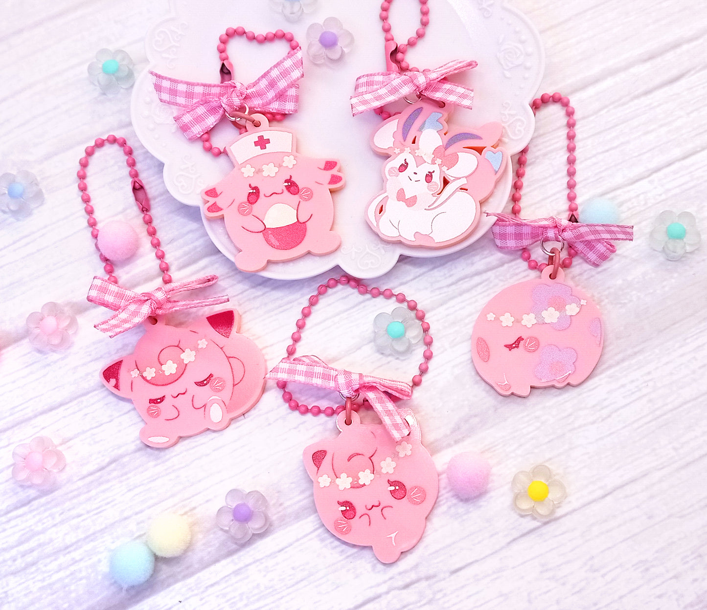 Pokéflory pink edition • acrylic charms
