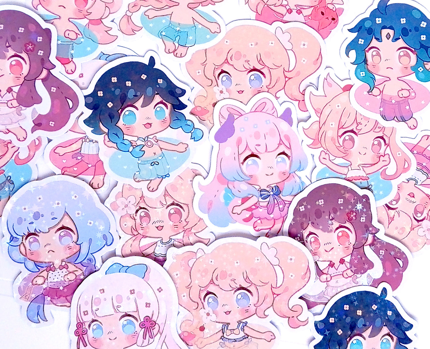 Genshin Impact ~pool party~ • holo stickers
