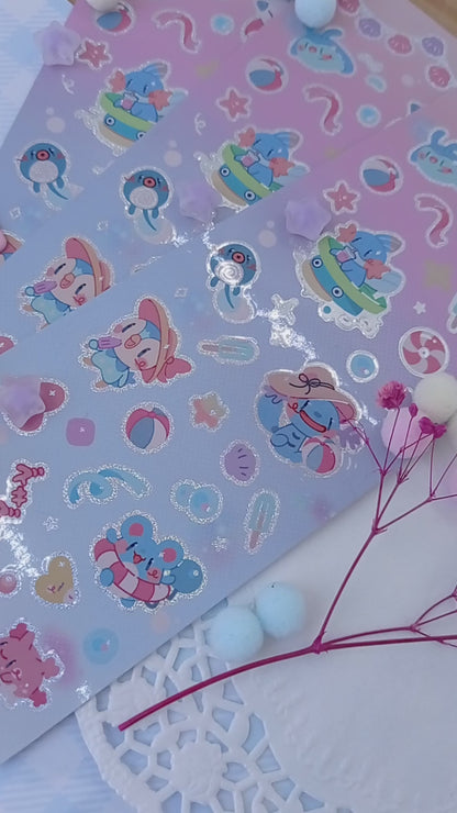 Preorder!! A day at the beach • water type sticker sheet