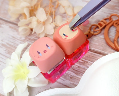 Kirby & Waddle Dee • keycap fidget keychain